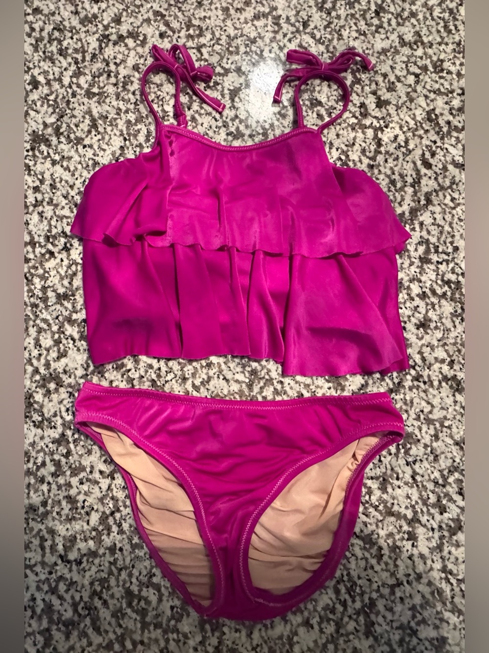 Crew Cuts Magenta Ruffled Two-Piece Swim Set